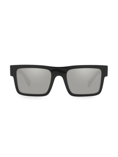 Shop Prada Men's 52mm Rectangular Sunglasses In Black