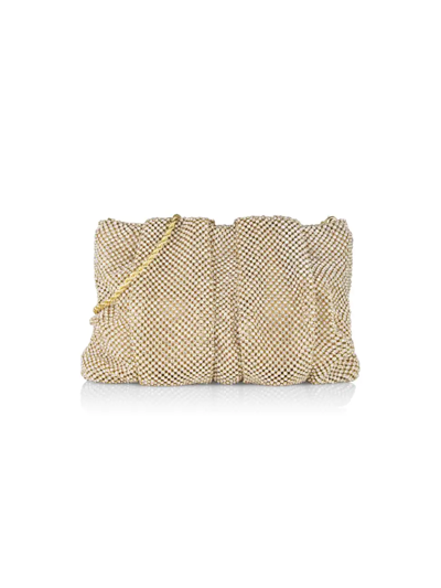 Shop Loeffler Randall Women's Crystal Gathered Flat Pouch In Gold