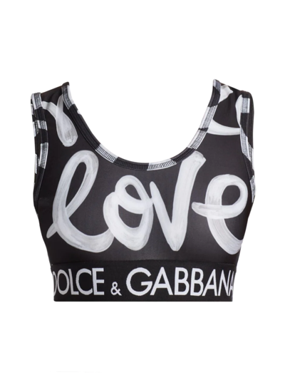 Shop Dolce & Gabbana Women's Love Logo Sports Bra In Dg Love Yourself