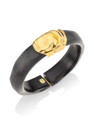 Shop Alexis Bittar Molten 14k-gold-plated & Lucite Bangle In Black