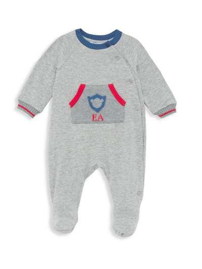 Shop Emporio Armani Baby Boy's Knit Kangaroo Pocket Footie In Grey