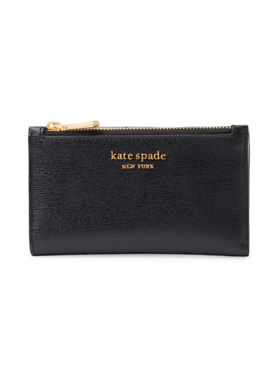 Shop Kate Spade Women's Morgan Saffiano Leather Small Slim Bi-fold Wallet In Black