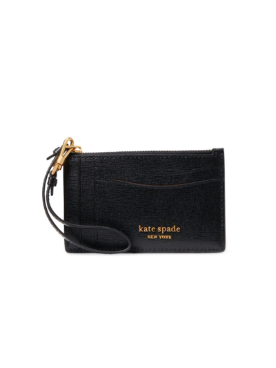 Shop Kate Spade Women's Morgan Saffiano Leather Coin Card Case Wristlet In Black