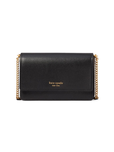 Shop Kate Spade Women's Morgan Saffiano Leather Flap Chain Wallet In Black