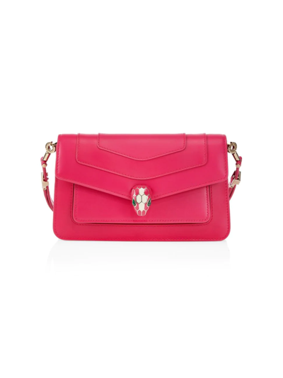 Shop Bvlgari Women's Serpenti Forever E/w Leather Shoulder Bag In Beetroot Spinel