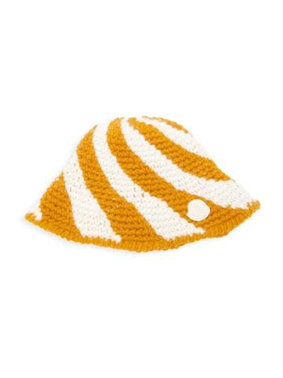 Shop Moncler Men's 2  1952 Crocheted Alpaca-blend Hat In Orange