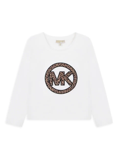 Shop Michael Michael Kors Little Girl's & Girl's Cheetah Logo Long-sleeve T-shirt In Off White
