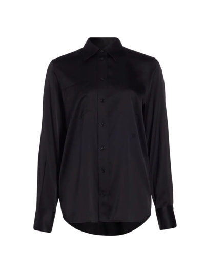 Shop Helmut Lang Women's Core Silk Button Down Shirt In Black