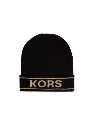 Shop Michael Michael Kors Kid's Logo Pull-on Hat In Black