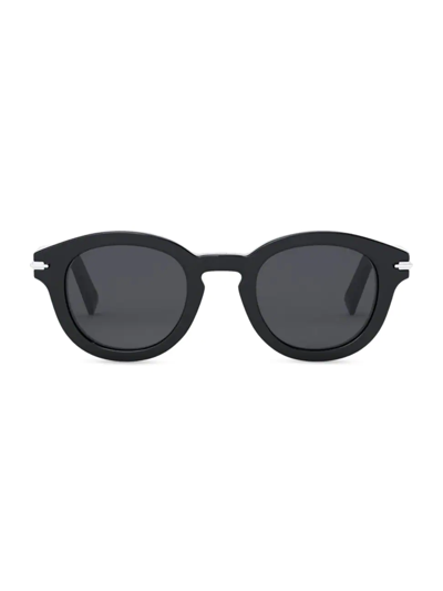 Shop Dior Men's Blacksuit R5i 48mm Round Sunglasses In Black