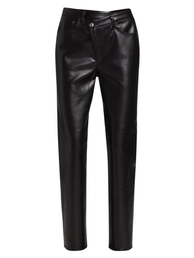 Shop Agolde Women's Detox Crisscross Leather Jeans In Detox Black