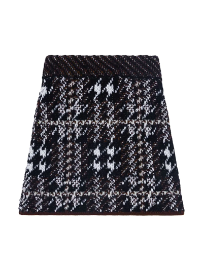 Shop Burberry Women's Brinn Plaid-knit Miniskirt In Dark Truffle Brown