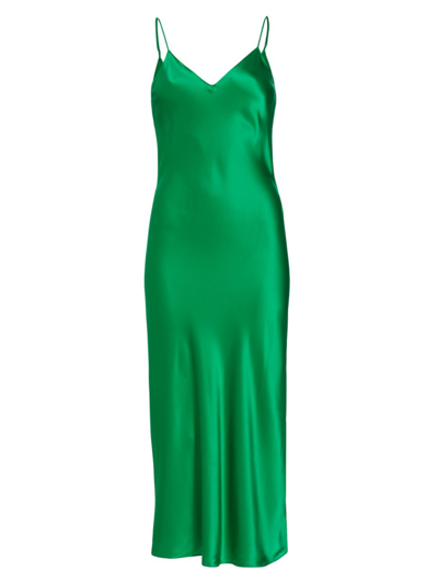 Shop Dannijo Women's Silk Midi Slipdress In Emerald