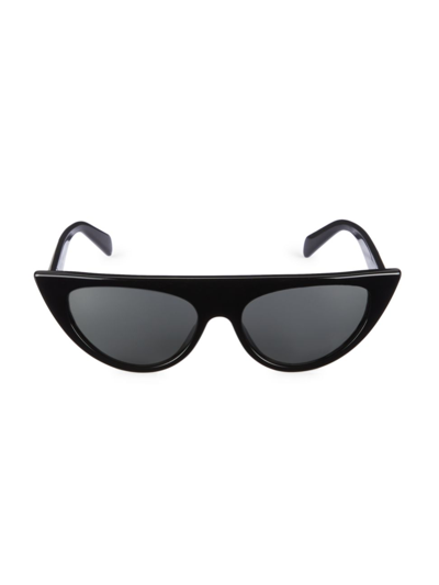 Shop Celine Women's 56mm Flat-top Geometric Sunglasses In Shiny Black