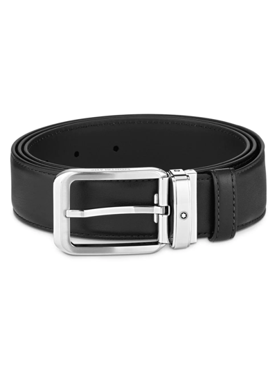 Shop Montblanc Men's Pin Buckle Leather Belt In Black