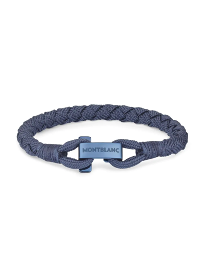 Shop Montblanc Men's Glacier Stainless Steel & Nylon Woven Bracelet In Blue