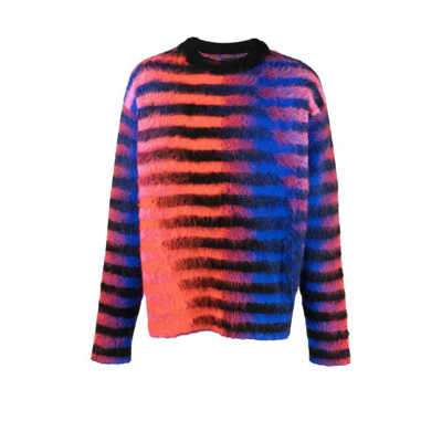 Shop Agr Blue Striped Sweater In Red