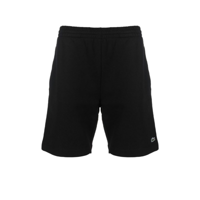 Shop Lacoste Black Jersey Fleece Shorts