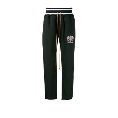 Shop Rhude Green Embroidered Logo Track Pants - Men's - Polyester/spandex/elastane In 0480 Forest