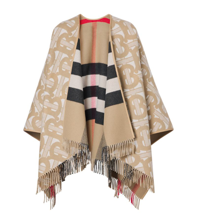 Shop Burberry Wool-cashmere Reversible Cape In Brown