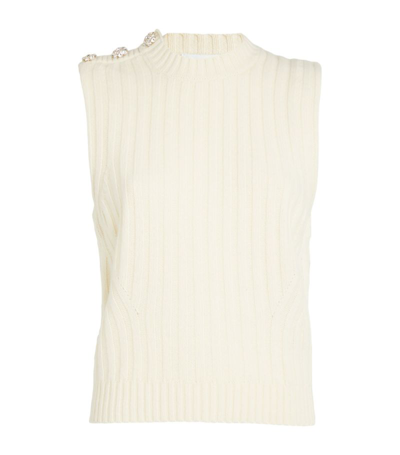 Shop Ganni Wool-rich Sweater Vest In Ivory