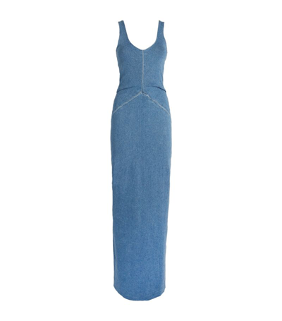 Shop Alexander Wang Denim Sleeveless Maxi Dress In Blue