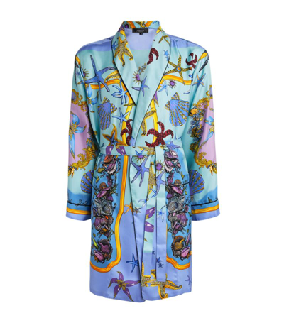 Shop Versace Silk Trésor De La Mer Robe In Blue