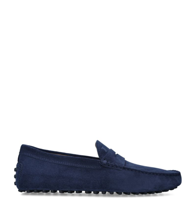 Shop Tod's Suede Penny Driving Shoes In Navy