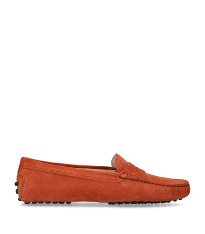 Shop Tod's Suede Mocassino Driving Shoes In Orange