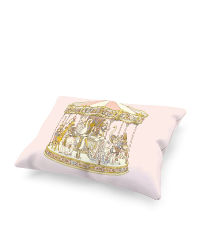 Shop Atelier Choux Cotton-satin Carousel Pillow In Pink