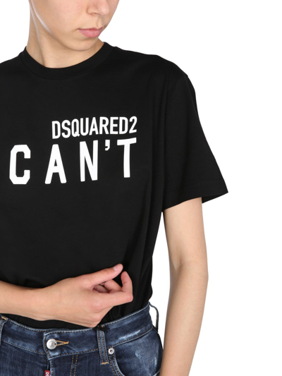 Dsquared2 Slogan Printed Crewneck T-shirt In Black