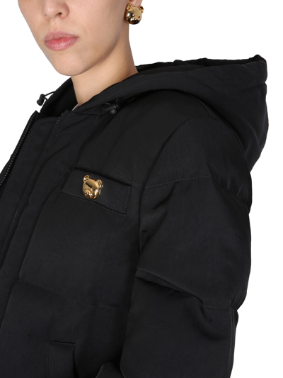 Shop Moschino Quilted Satin Bomber Jacket In Nero