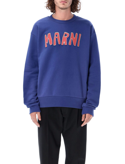 Shop Marni Cut-out Logo Sweatshirt In Blue