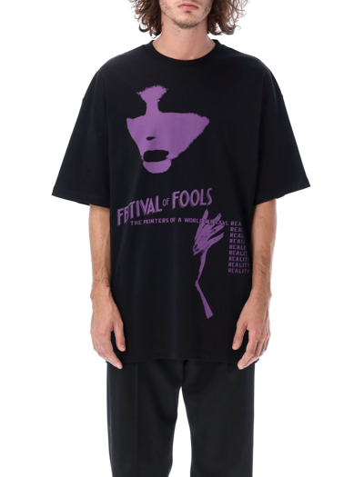 Shop Raf Simons Festival Fool Print T-shirt In Black