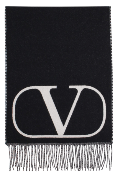 Shop Valentino Garavani - Wool Scarf In Black