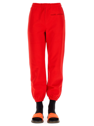 Shop Marc Jacobs Jogging Pants With Logo Embroidery In Rosso