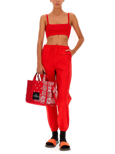 Shop Marc Jacobs Jogging Pants With Logo Embroidery In Rosso