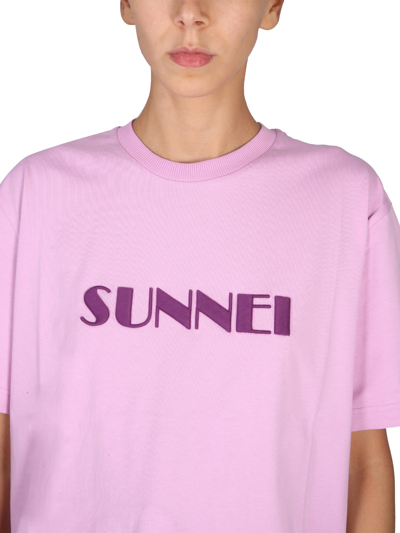 Shop Sunnei Crewneck T-shirt In Lilla