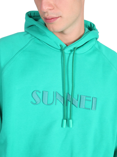 Shop Sunnei Sweatshirt With Logo In Verde