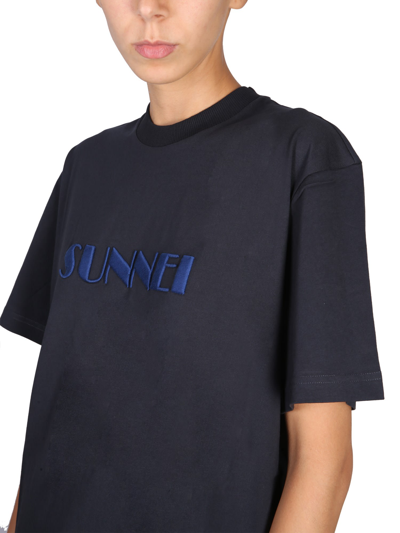 Shop Sunnei Crewneck T-shirt In Blu