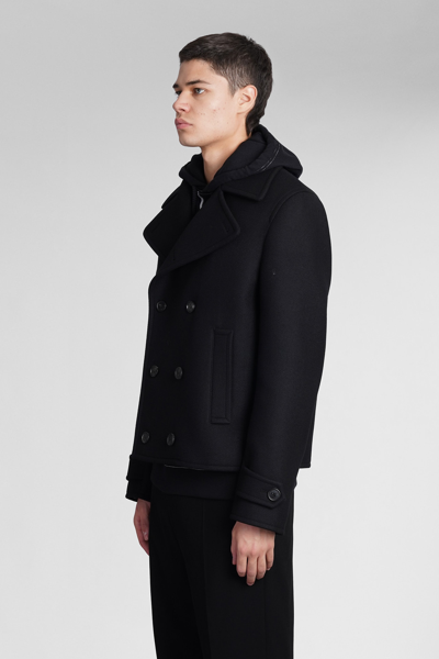 Shop Loewe Coat In Black Wool