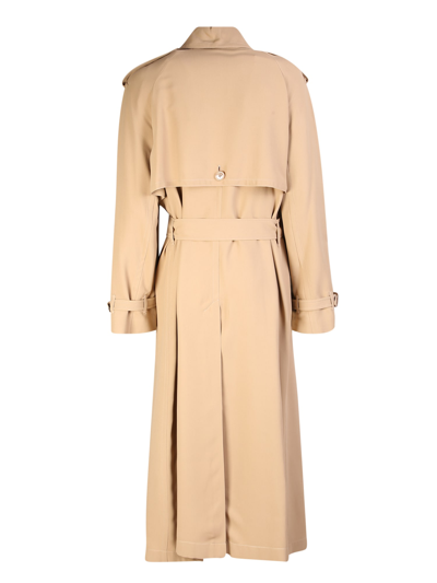 Shop Burberry Double-breasted Trench Coat Beige