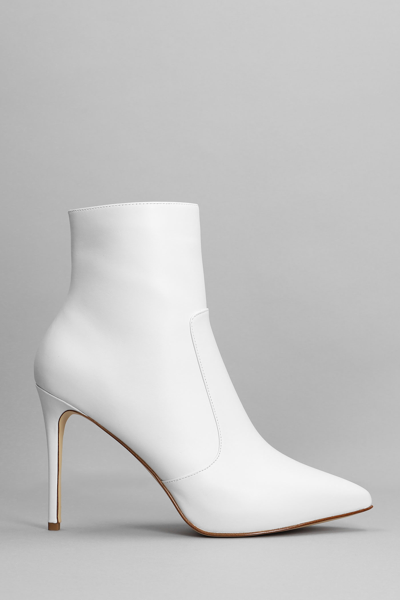 Shop Michael Kors Rue High Heels Ankle Boots In White Leather