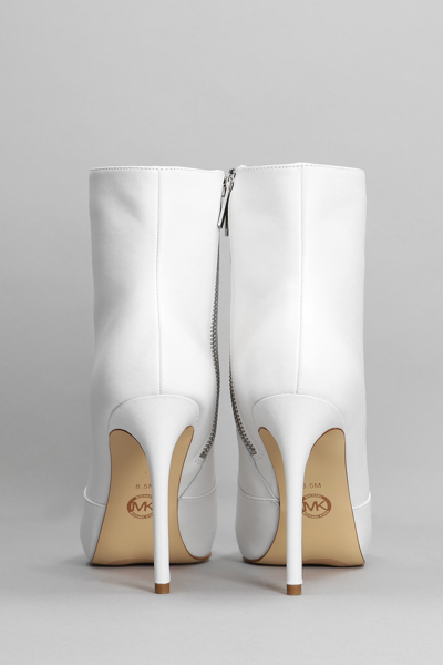 Shop Michael Kors Rue High Heels Ankle Boots In White Leather