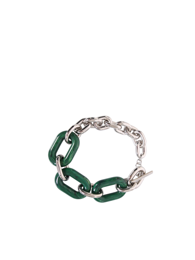 Shop Paco Rabanne Xl Link Necklace Silver And Gold In Green