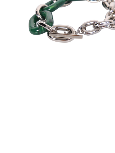 Shop Paco Rabanne Xl Link Necklace Silver And Gold In Green