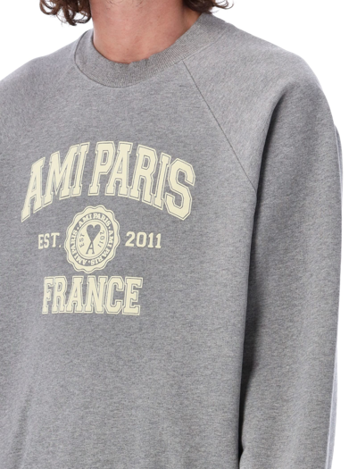 Shop Ami Alexandre Mattiussi Ami Paris France Sweatshirt In Heather Grey