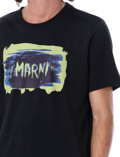 Shop Marni Painted Logo T-shirt In Black