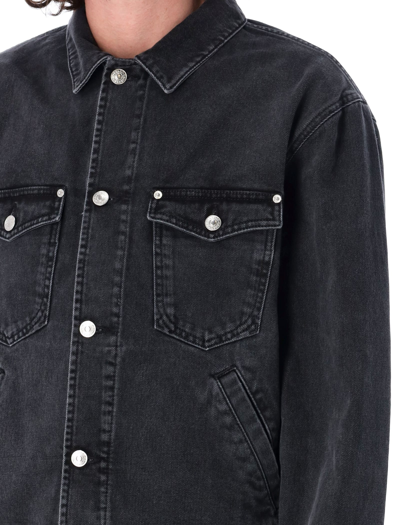 Shop Kenzo Trucker Denim Jacket In Black