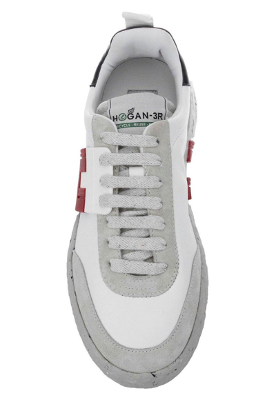 Shop Hogan 3r Logo Patch Lace-up Sneakers In White